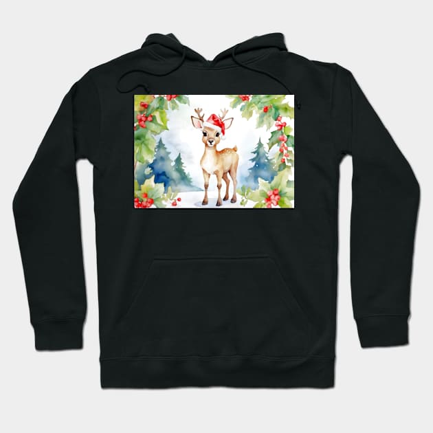 Baby Deer In Winter wonderland Hoodie by NikkiBear67